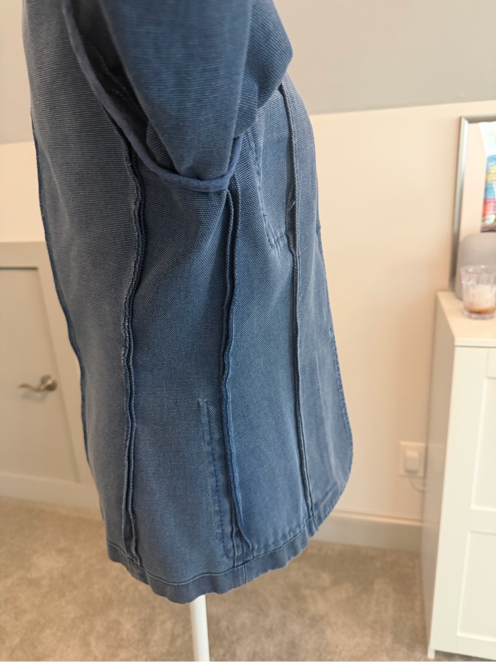Vintage CELINE Blue Denim Canvas Jacket Blazer Contrast Stitch Made in France 38 - Picture 4 of 9